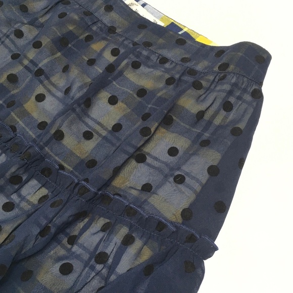 Miss Finch Skirt Yellow, Navy & White Plaid Large new - Picture 2 of 8